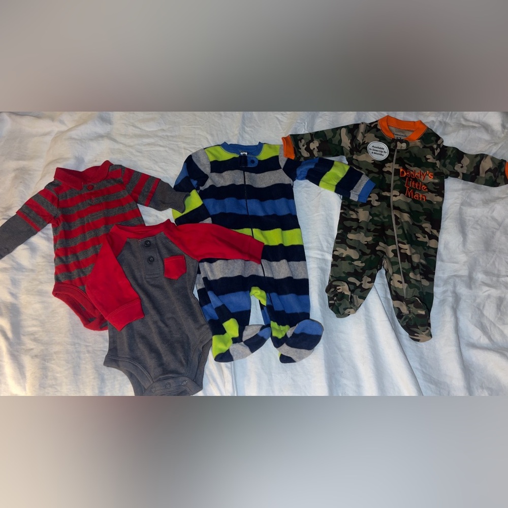 0-3 Months Garanimals Boys Bundle Bulk Onesies 4pc.